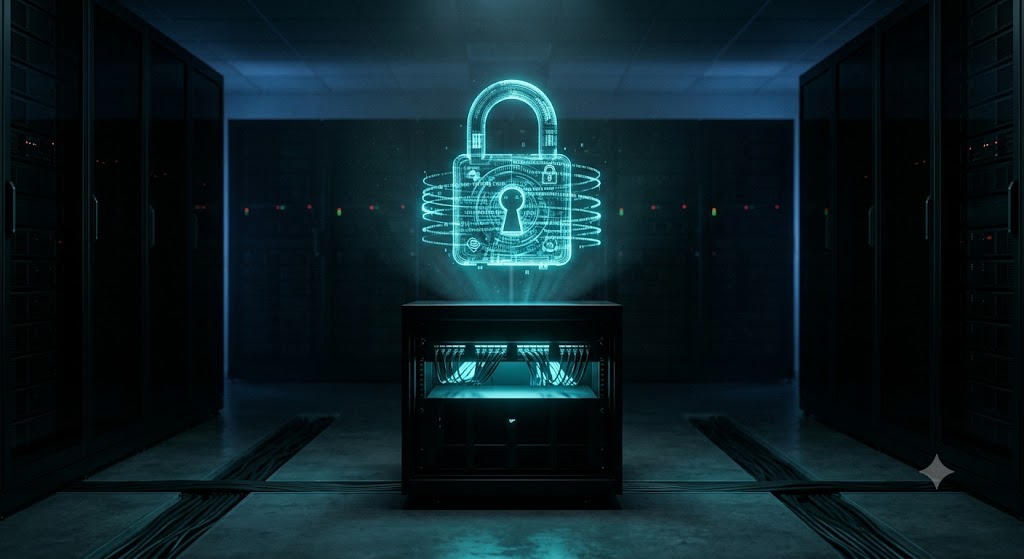 Cyber blueprint schematics mapped on a dark glass desk